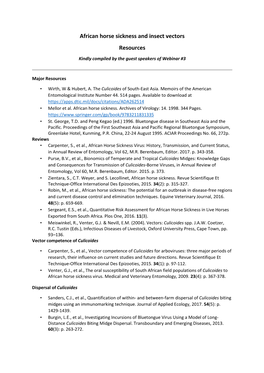 African Horse Sickness and Insect Vectors Resources