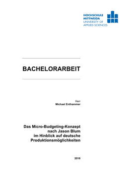 Das Micro-Budgeting-Konzept Nach Jason Blum Im Hinblick Auf Deutsche Produktionsmöglichkeiten