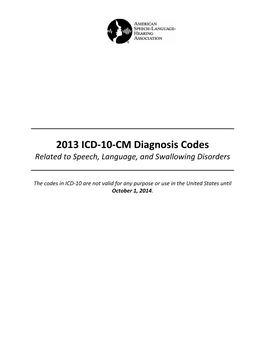 2013 ICD‐10‐CM Diagnosis Codes For