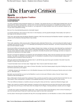 Sports :: Students Join in Boston Tradition Page 1 of 2