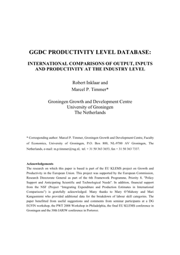 Ggdc Productivity Level Database