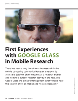 First Experiences with GOOGLE GLASS in Mobile Research