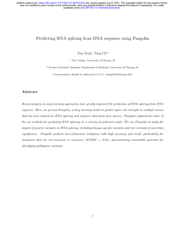 Predicting RNA Splicing from DNA Sequence Using Pangolin