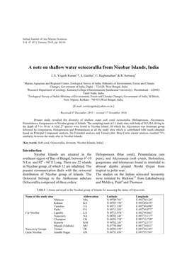 A Note on Shallow Water Octocorallia from Nicobar Islands, India