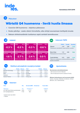 Wärtsilä Q4 Huomenna - Lieviä Huolia Ilmassa