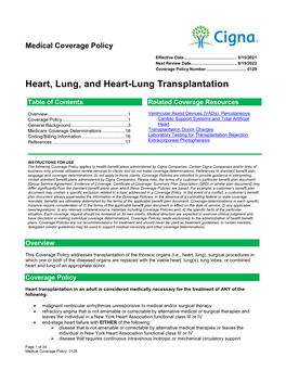 Heart, Lung, and Heart-Lung Transplantation