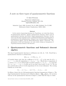 A Note on Three Types of Quasisymmetric Functions