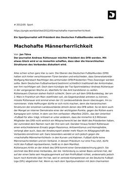 Machohafte Männerherrlichkeit