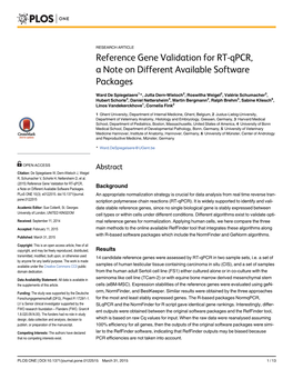 Reference Gene Validation for RT-Qpcr, a Note on Different Available Software Packages