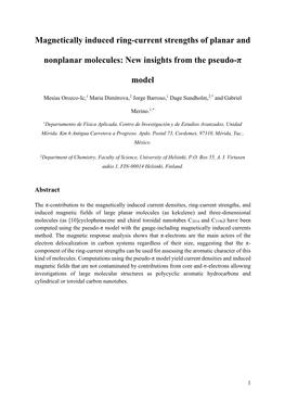 Magnetically Induced Ring-Current Strengths of Planar And