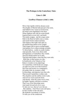 The Prologue to the Canterbury Tales Lines 1–200 Geoffrey Chaucer