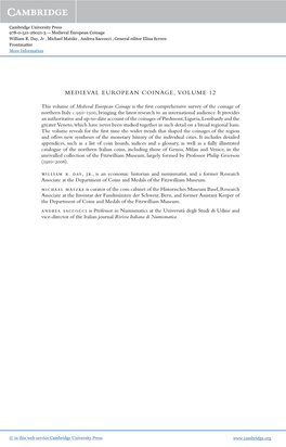 Medieval European Coinage, Volume 12