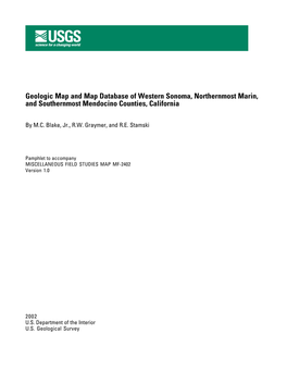 Geologic Map and Map Database of Western Sonoma, Northernmost Marin, and Southernmost Mendocino Counties, California