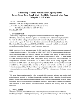 3.A. Simulating Wetland Assimilation Capacity in the Lower Santa Rosa