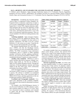 Data Archives and Standards for Japanese Planetary Missions