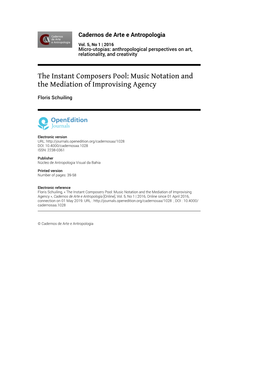 Music Notation and the Mediation of Improvising Agency