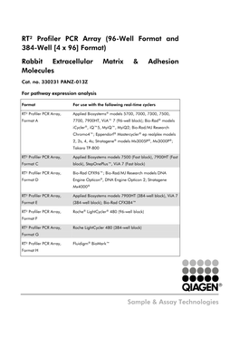 RT² Profiler PCR Array (96-Well Format and 384-Well [4 X 96] Format)