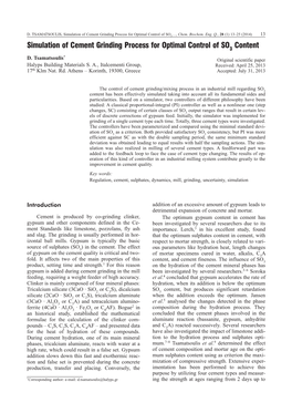 Simulation of Cement Grinding Process for Optimal Control of SO3…, Chem