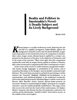 Reality and Folklore in Smolenskin's Novel: a Deadly Subject and Its Lively Background