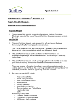 Agenda Item No. 9 Brierley Hill Area Committee – 8Th November 2012