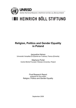 Religion, Politics and Gender Equality in Poland