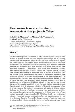 Flood Control in Small Urban Rivers: an Example of River Projects in Tokyo