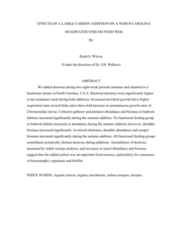 Effects of a Labile Carbon Addition on a North Carolina