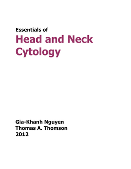 Essentials of Head and Neck Needle Aspiration Cytology