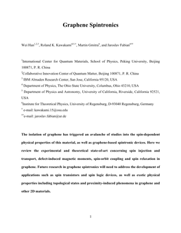 Graphene Spintronics