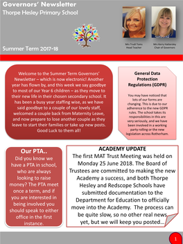 Governors' Newsletter Our PTA