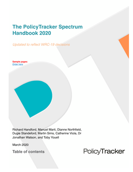 Policytracker Spectrum Handbook 2020 WRC-19 Update