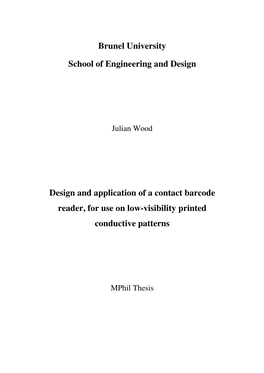 Design and Application of a Contact Barcode Reader, for Use on Low-Visibility Printed Conductive Patterns