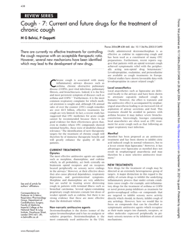 7: Current and Future Drugs for the Treatment of Chronic Cough