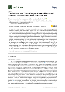 The Influence of Water Composition on Flavor and Nutrient Extraction In