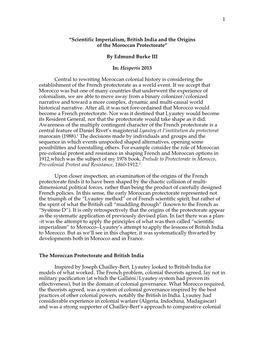 1 “Scientific Imperialism, British India and the Origins of the Moroccan Protectorate” by Edmund Burke III In: Hesperis