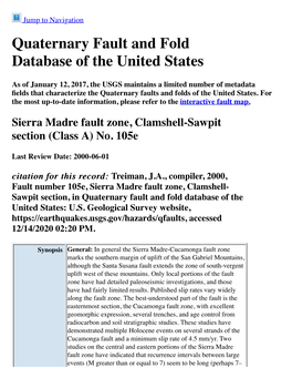 Quaternary Fault and Fold Database of the United States