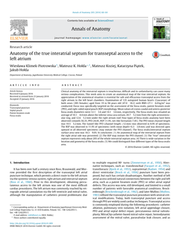 Anatomy of the True Interatrial Septum for Transseptal Access to the Left Atrium