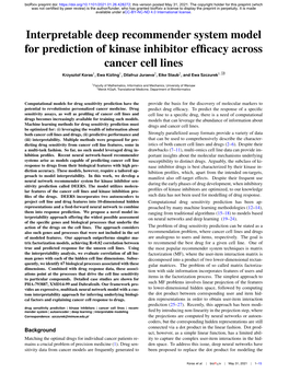 Interpretable Deep Recommender System Model for Prediction of Kinase Inhibitor Efficacy Across Cancer Cell Lines
