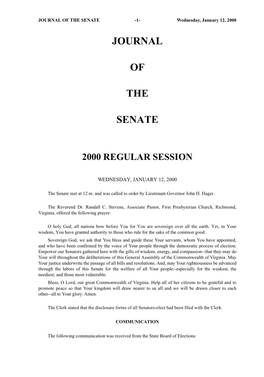 JOURNAL of the SENATE -1- Wednesday, January 12, 2000