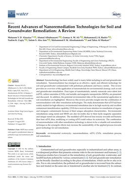 Recent Advances of Nanoremediation Technologies for Soil and Groundwater Remediation: a Review