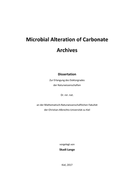 Microbial Alteration of Carbonate Archives