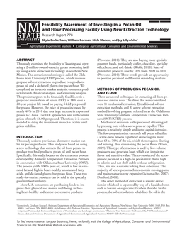 Feasibility Assessment of Investing in a Pecan Oil and Flour Processing