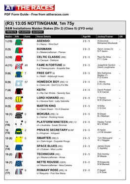 At the Races PDF FORM GUIDE