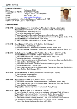 Coach Resume