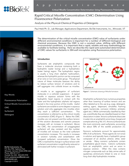 Rapid Critical Micelle Concentration (CMC) Determination Using Fluorescence Polarization Analysis of the Physical-Chemical Properties of Detergents