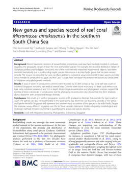 New Genus and Species Record of Reef Coral Micromussa Amakusensis In