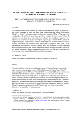“Minas” E “Geraes” De Milton Nascimento the Places In