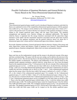Possible Unification of Quantum Mechanics and General Relativity Theory Based on the Three-Dimensional Quantized Spaces