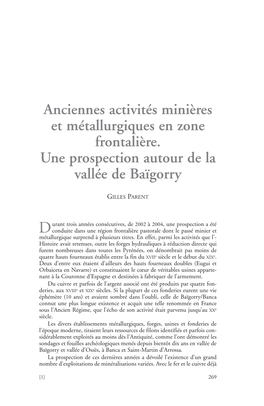 Anciennes Activités Minières Et Métallurgiques En Zone Frontalière