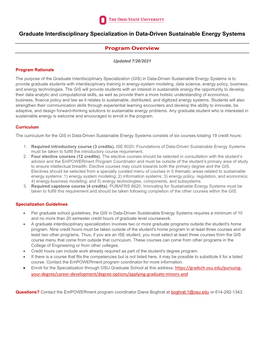 Graduate Interdisciplinary Specialization in Data-Driven Sustainable Energy Systems